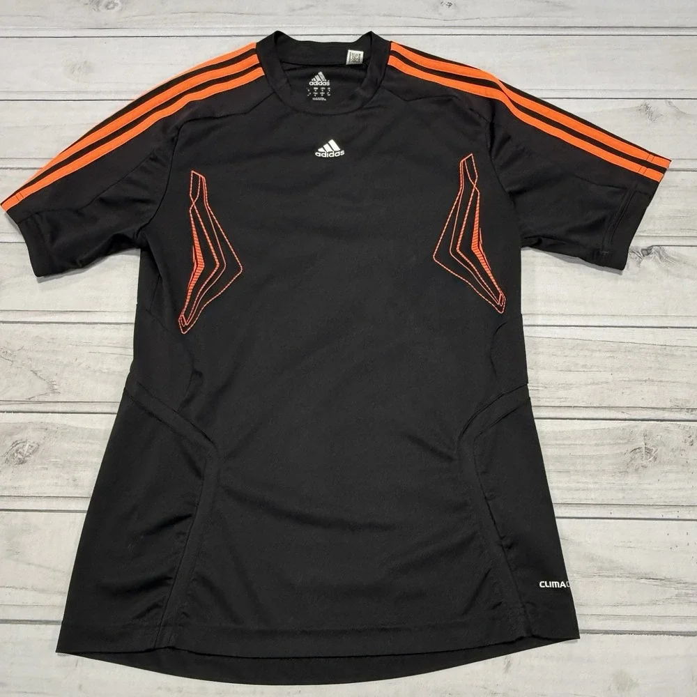 adidas Predator Shirt Mens S Black Red ClimaLite Short Sleeve Soccer Football